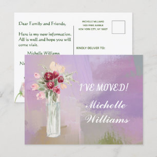 Ik heb de Waterverf Pink Floral Moving verplaatst Aankondigingskaart