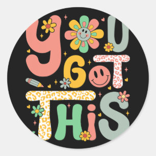 Ik heb deze testdag Groovy Motivatie Teacher S Ronde Sticker