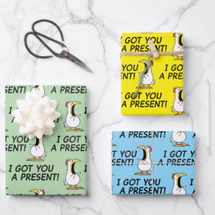 IK HEB EEN CADEAU VOOR JE! schreeuwende kip Inpakpapier Vel