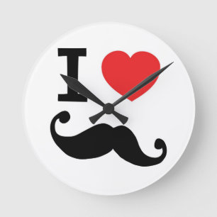Ik heb een harttwirly Mustache Ronde Klok