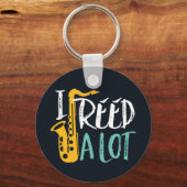 Ik heb een hoop coole, grappige saxofone speler Pu Sleutelhanger (Voorkant)