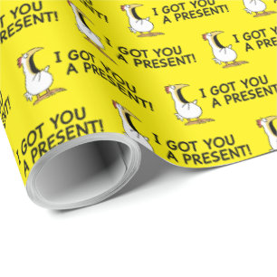 IK HEB EEN KADO VOOR JE! schreeuwende kip Cadeaupapier