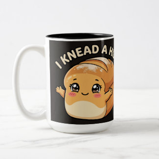 Ik Heb Een Knuffel Nodig — Kawaii Brood Tweekleurige Koffiemok