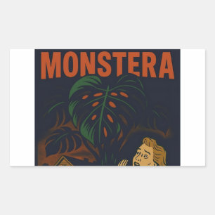 Ik heb een Monstera Retro Horror Plant Gemaakt Rechthoekige Sticker