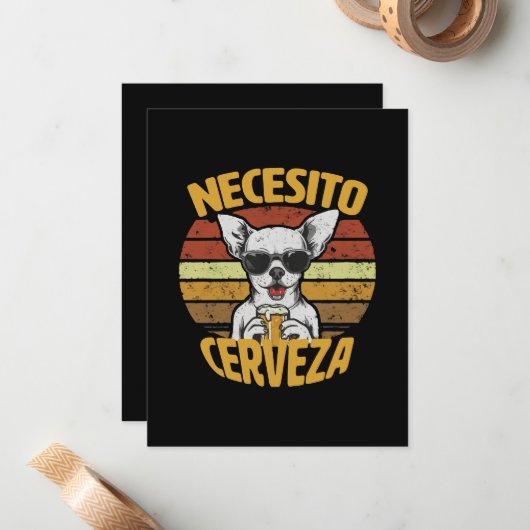 IK HEB EEN SCHATTIGE CHIHUAHUA BIERTJE NODIG NOTITIEKAARTJE (Voorkant / Achterkant in situ)