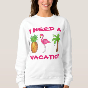 Ik heb een Vacation Flamingo Pineapple Palm Boom n Trui