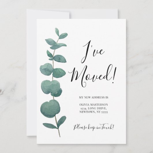 Ik heb een wijziging van het Adres Eucalyptus verp Aankondiging (Voorkant)