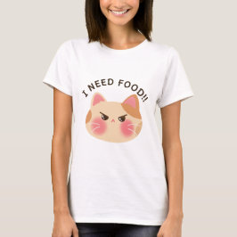 Ik heb eten nodig! Schattigee boze kat T-shirt