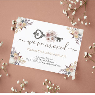 Ik heb Floral Key New Address Announcement verplaa Aankondigingskaart