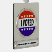 Ik heb gestemd verzilverd banner ornament (Rechts)