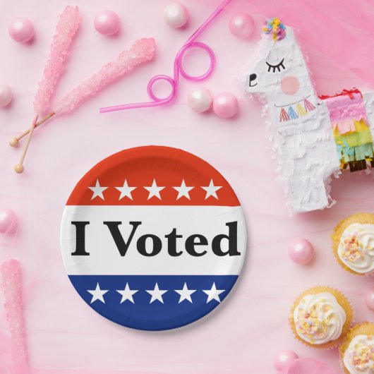 Ik heb gestemd voor 2024 verkiezingen papieren bordje (Feest)