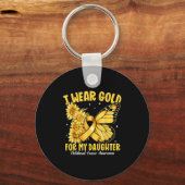 Ik heb goud Draag voor mijn dochter Gold Ribbon Sleutelhanger (Voorkant)