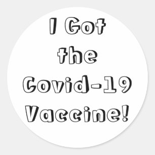 Ik heb het Covid-19 vaccin Quirky Font White Ronde Sticker