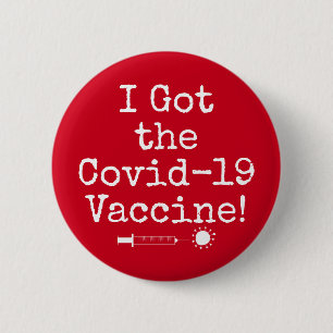Ik heb het Covid-19 vaccin Simple Bright Red Ronde Button 5,7 Cm