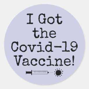 Ik heb het Covid-19 vaccin Simple Lavender. Ronde Sticker