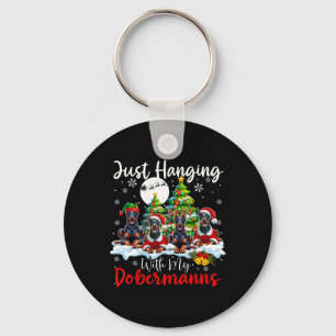 Ik heb het over mijn Dobermanns Xmas Three Santa D Sleutelhanger