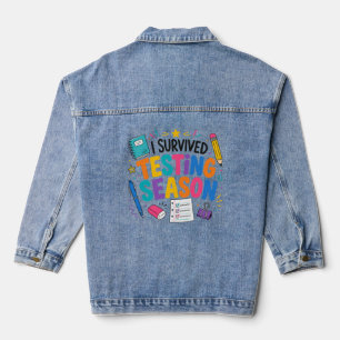 Ik heb het testseizoen overleefd School humor Denim Jacket