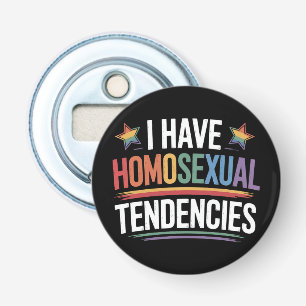 Ik Heb Homoseksuele Neigingen LGBTQ Pride Regenboo Button Flesopener