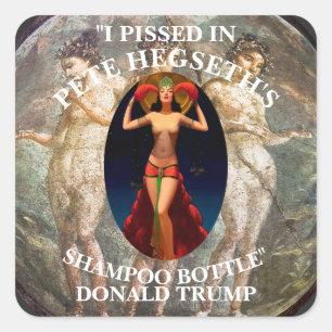 IK HEB IN DE SHAMPOOFLES VAN PETE HEGSETH GEPIST T VIERKANTE STICKER