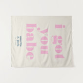 Ik heb je Babe Bright Pink Bold Wedding Achtergron Wandkleed (Voorkant (horizontaal))