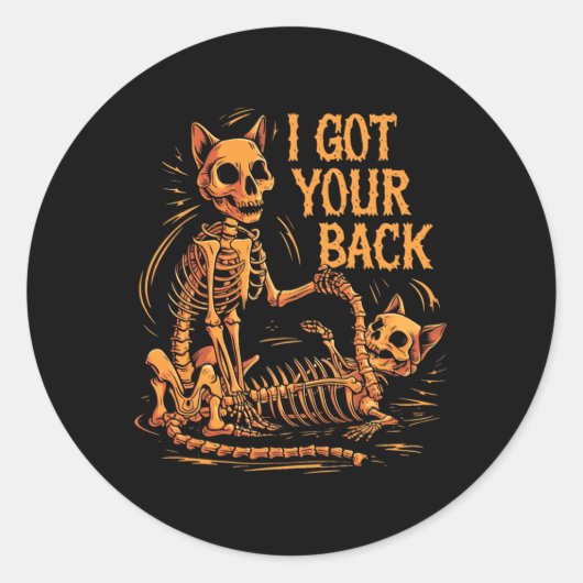 Ik heb je CK grappige Halloween kat skelet schedel Ronde Sticker (Voorkant)