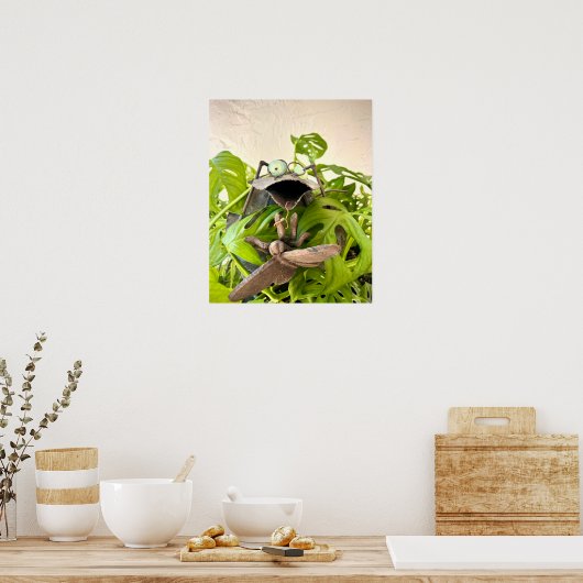 Ik heb je gepakt! Quirky Frog & Monkey Mask Plant Poster (Keuken)