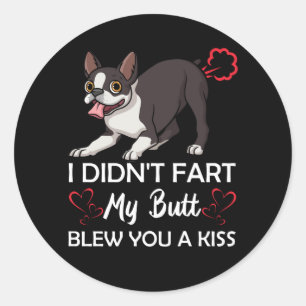 Ik heb je niet een kus Boston Terrier laten bloeie Ronde Sticker