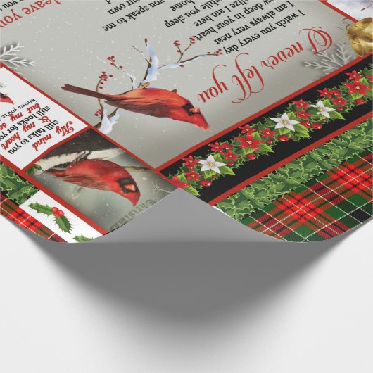 Ik heb je nooit verlaten, kerstkardinaal Quilt Bla Cadeaupapier (Hoek)