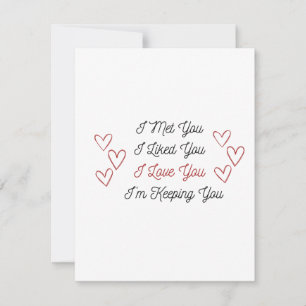 Ik heb je ontmoet, ik vond je leuk, ik hou van je  feestdagenkaart