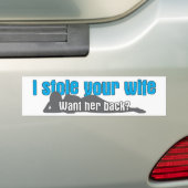 Ik heb je vrouw gestolen bumpersticker (Op auto)