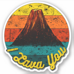 Ik heb je vulkaan verdrietig retro zonsondergang l sticker