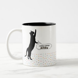 Ik heb koffie nodig MEOW Tweekleurige Koffiemok