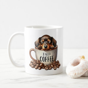 Ik heb koffie nodig - Pup in een kopje Koffiemok