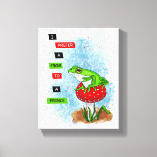Ik heb liever een kikker dan een prins Kikkerkun Canvas Afdruk