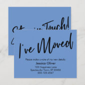 "Ik heb me verplaatst" met Cornflower Blue Card Kaart (Voorkant / Achterkant)