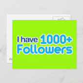 Ik heb meer dan 1000 volgers briefkaart (Voorkant / Achterkant)