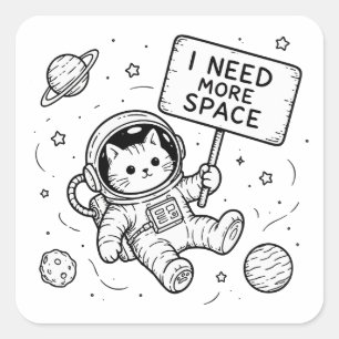 Ik heb meer ruimte nodig Funny Cat Astronaut Vierkante Sticker
