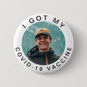 Ik heb mijn Covid19 vaccintypografie en je foto to Ronde Button 5,7 Cm