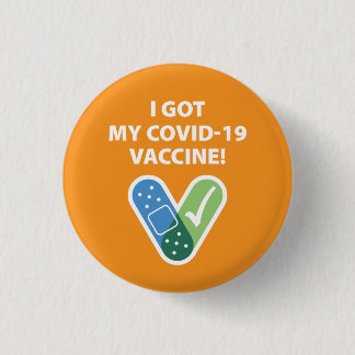 Ik heb mijn COVID-19 vaccin. Bandaid Sinaasappel Ronde Button 3,2 Cm