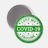 Ik heb mijn Covid-19 Vaccin Green Glitter. Magneet (Voorkant / Achterkant)