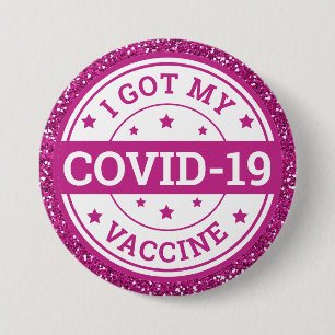 Ik heb mijn Covid-19-vaccin Roze Glitters Ronde Button 7,6 Cm