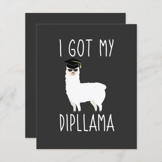 Ik heb mijn Dipllama Afstuderen Llama Pun uitnodig (Voorkant / Achterkant)