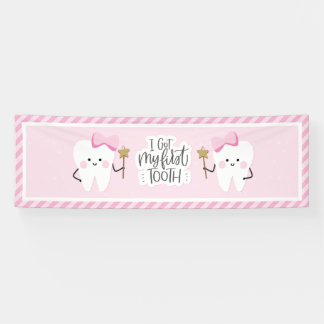 Ik heb mijn eerste Tooth babymeisje feestversierin Spandoek