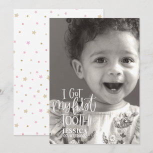 Ik heb mijn eerste Tooth-persoonlijke meisjesfotok Feestdagenkaart