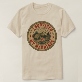 Ik heb mijn huwelijk overleefd, grappige campingba t-shirt
