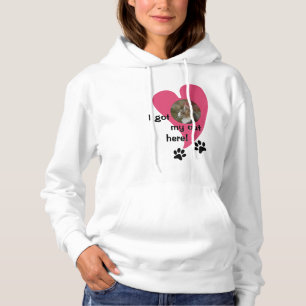 Ik heb mijn kat hier! Aangepaste foto Hoodie