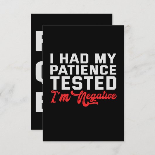 Ik heb mijn patiënt laten testen dat het negatief  bedankkaart (Voorkant / Achterkant)