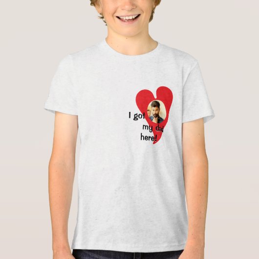 Ik heb mijn vader hier! Aangepaste foto Tri-Blend Shirt (Voorkant)