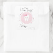 Ik heb m'n eerste tandenkootje babymeisje teething vierkante sticker (Tas)