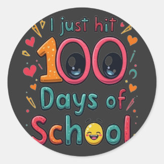 Ik heb net 100 dagen van School Kawaii Design gera Ronde Sticker